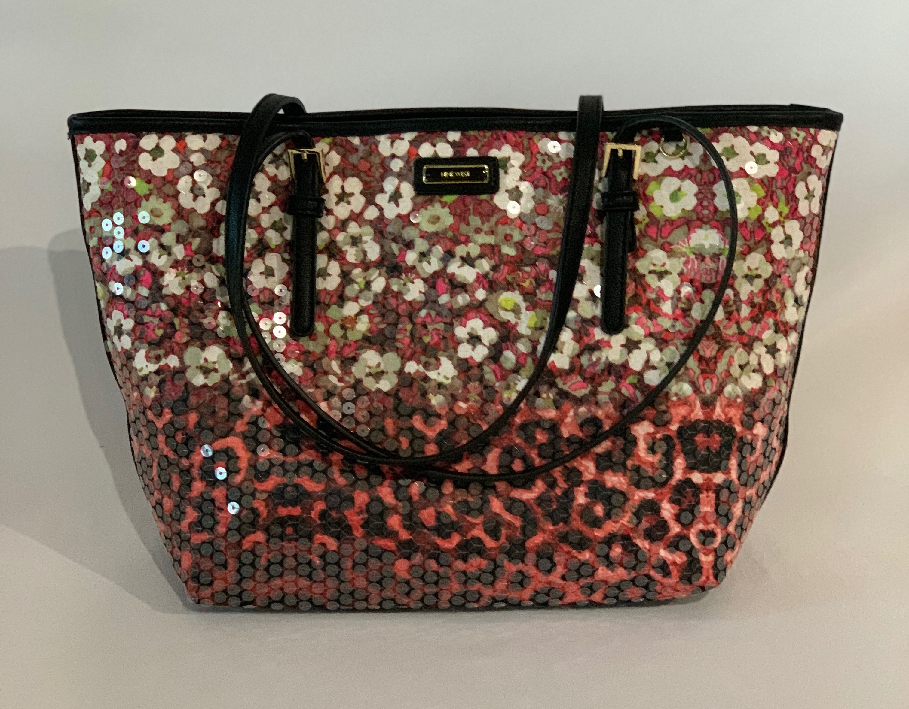 Multicolor sequin flower tote. Great condition.