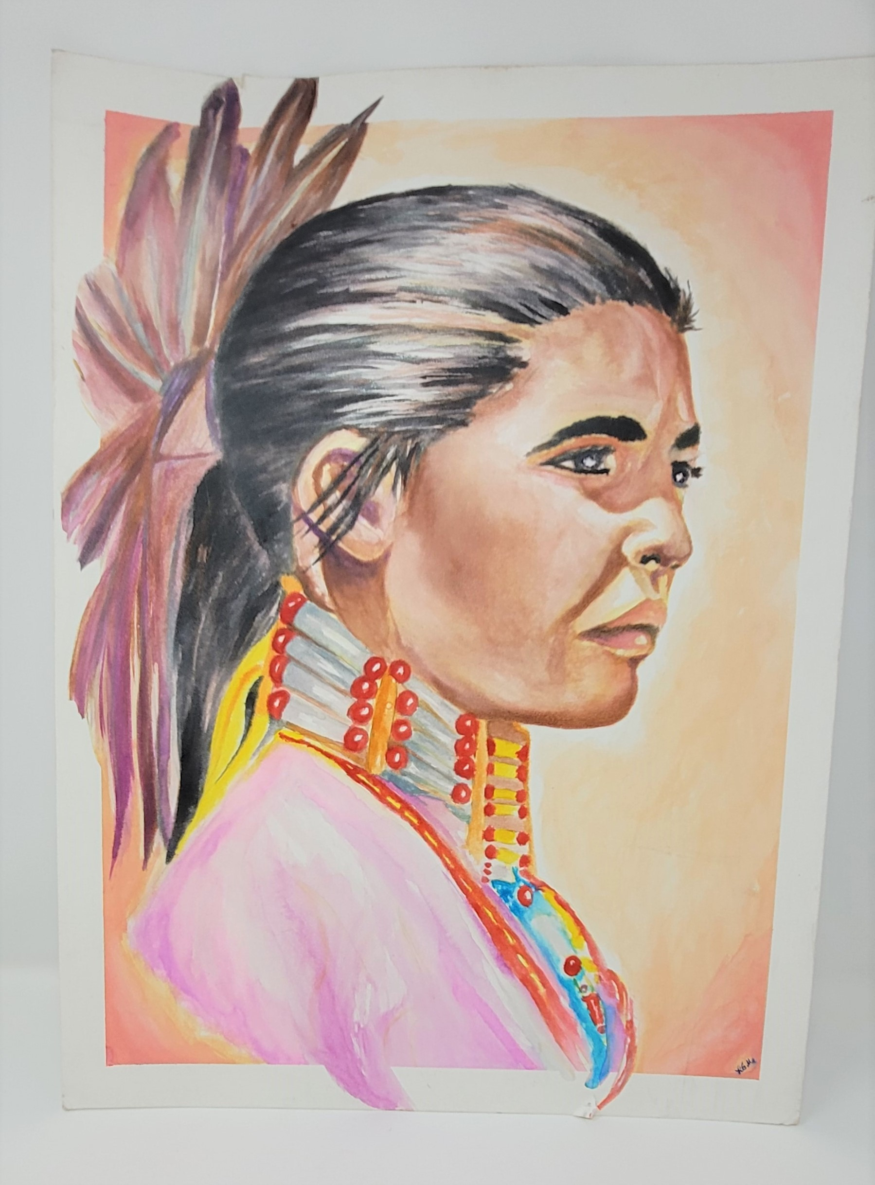 Watercolor of native american