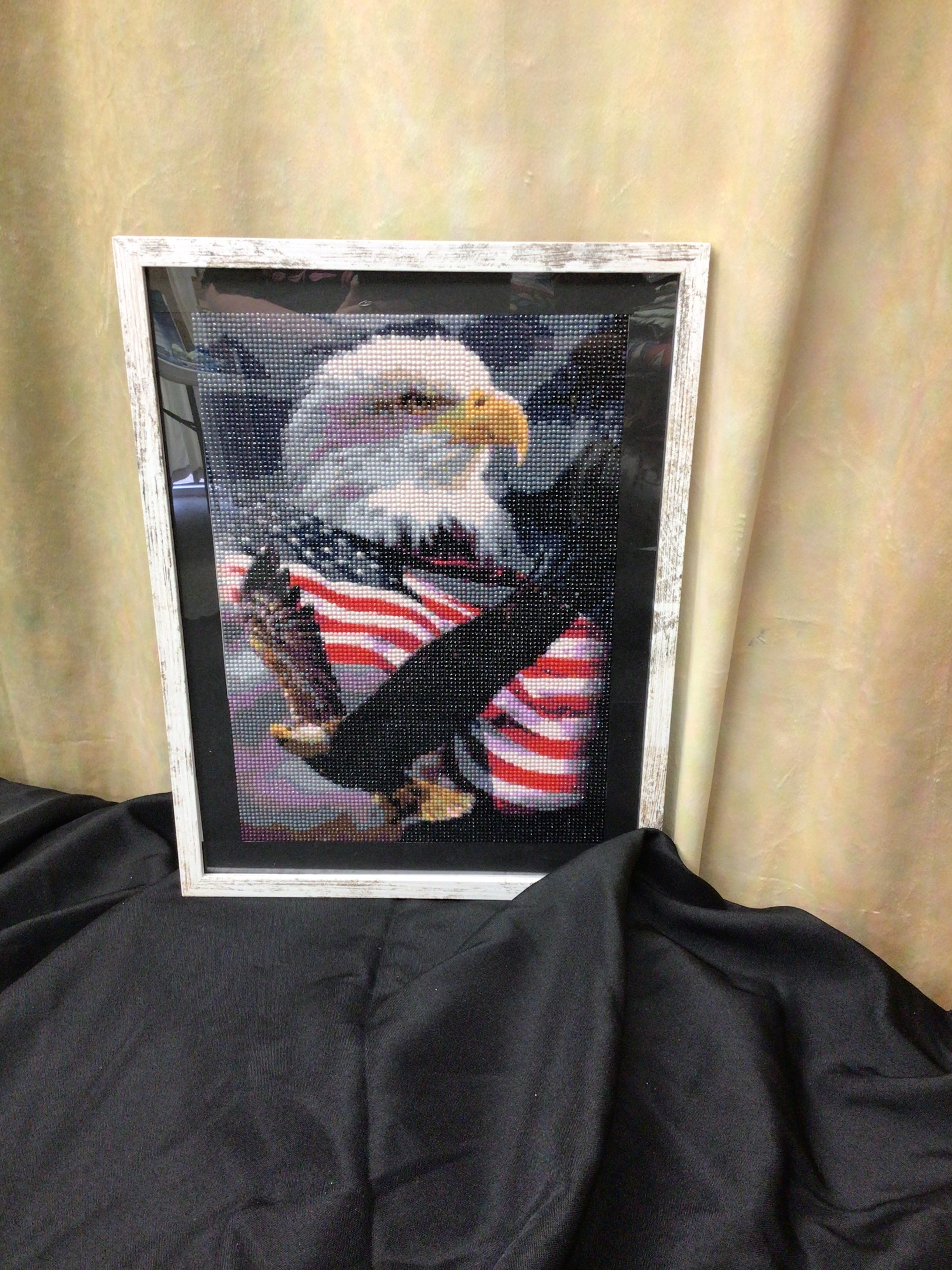 American Eagle Diamond Art in frame, Handcrafted