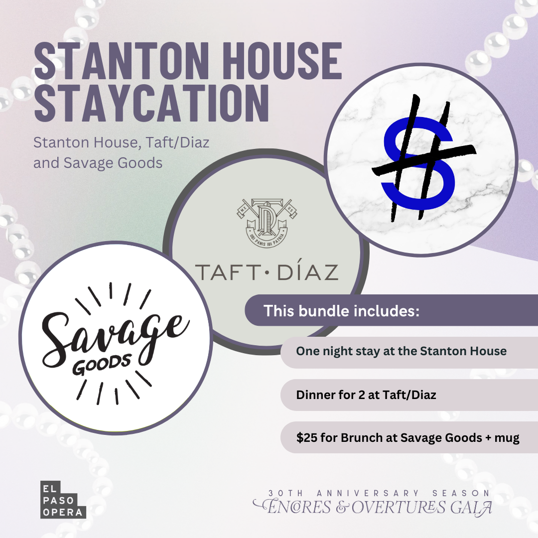 One night's stay at The Stanton House Hotel; dinner for two at Taft/Diaz; $25 giftcard to Savage Goods for breakfast!