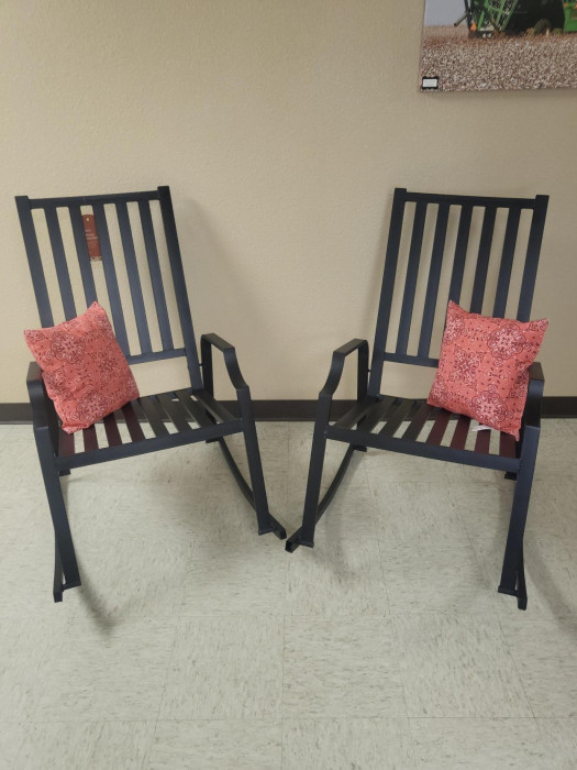 2 beautiful Moziac Metal Rockers, with 2 CUTE pillows.