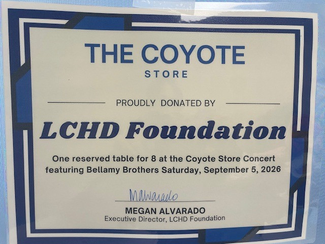 Table for 8 at the Coyote Store for Bellamy Brothers, September 5, 2026