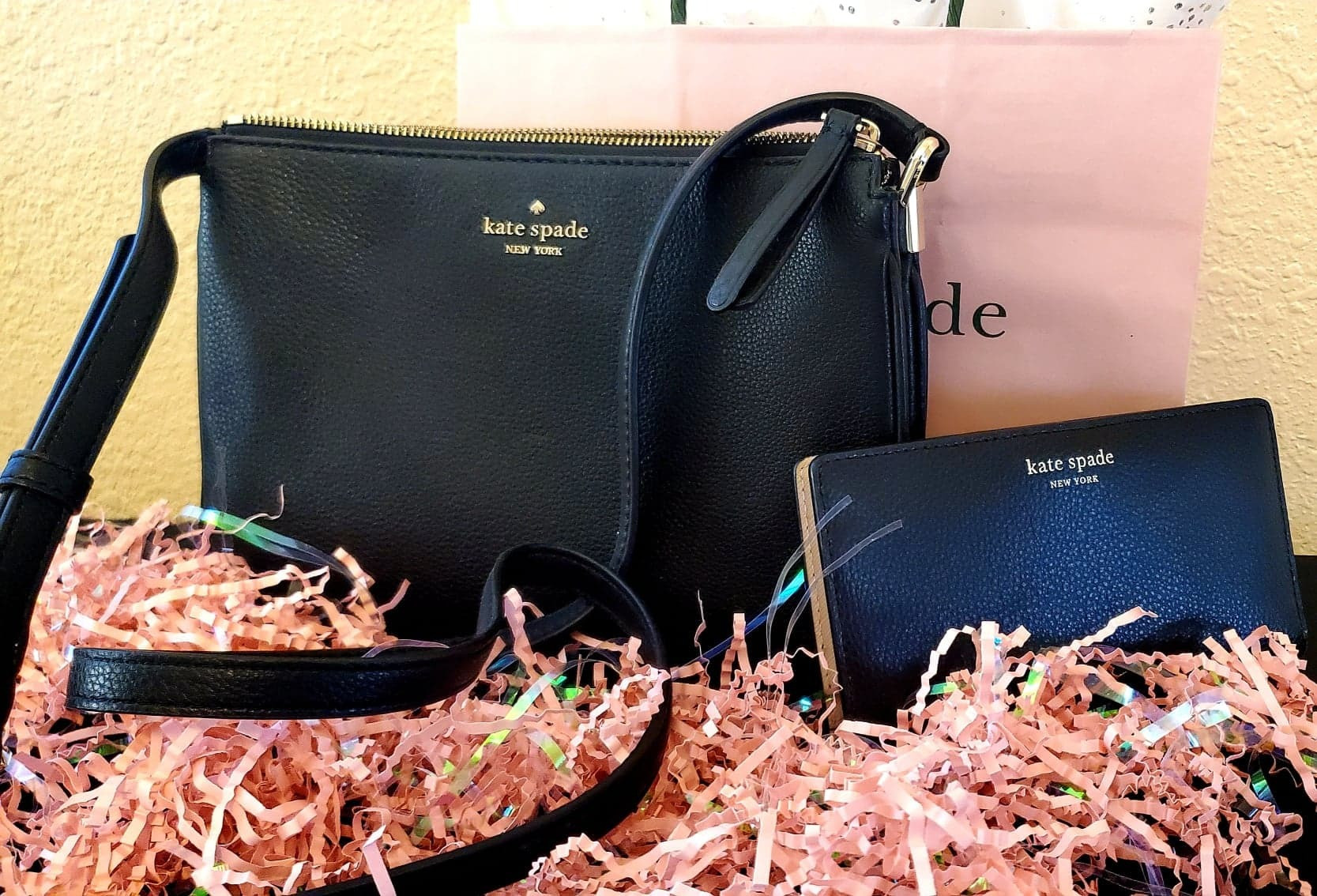Brand new Kate Spade Crossbody bag and matching wallet in black. 100% Authentic.