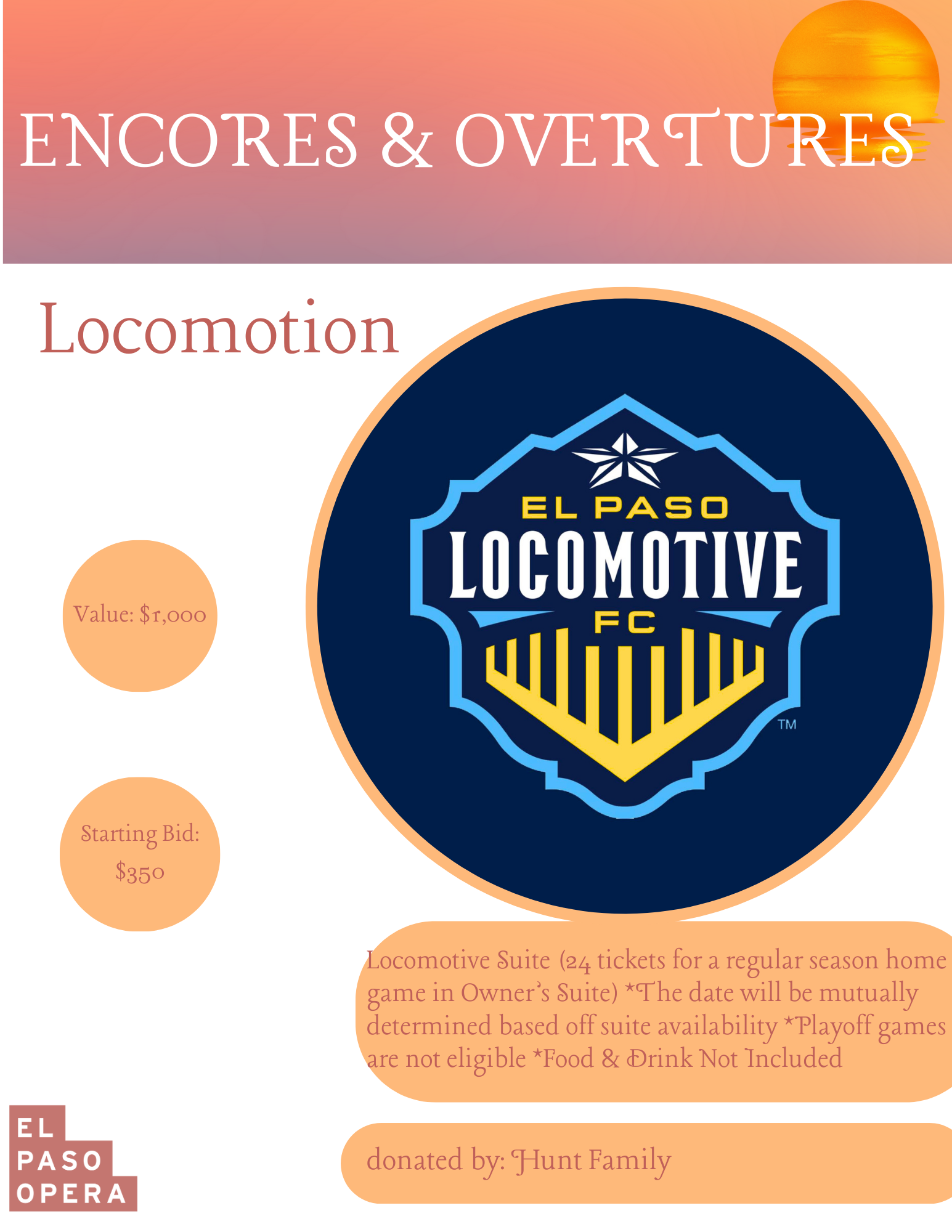 Locomotive Suite include 24 tickets for a regular season home game in Owner’s Suite).*The date will be mutually determined based off suite availability. *Playoff games are not eligible  *Food & Drink Not Included