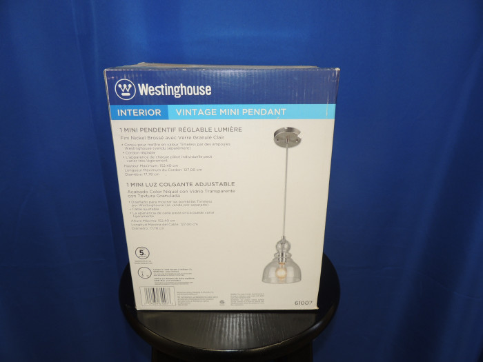 1 Mini Vintage Pendant Light in Nickel finish