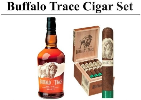 Enjoy a refined pairing with this Buffalo Trace Cigar Set featuring premium cigars and a bottle of Buffalo Trace Bourbon. The perfect combination for a relaxing evening and a must-have for cigar and bourbon enthusiasts.