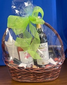 2 bottles of wine, cheese spread, sea salt caramel, crackers, hot and spicy summer sausage