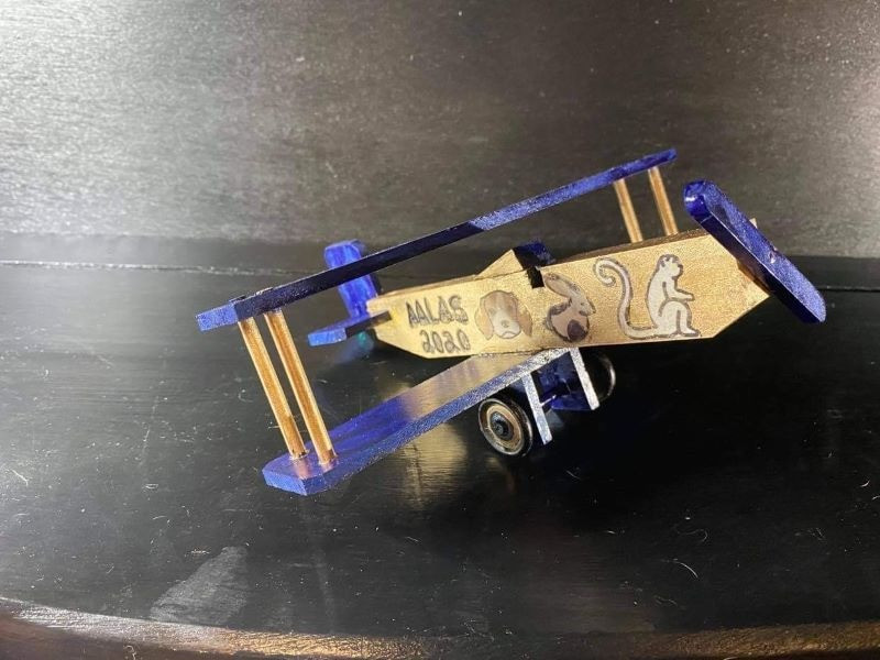 Decorated Wooden Biplane - "Blue Royal"