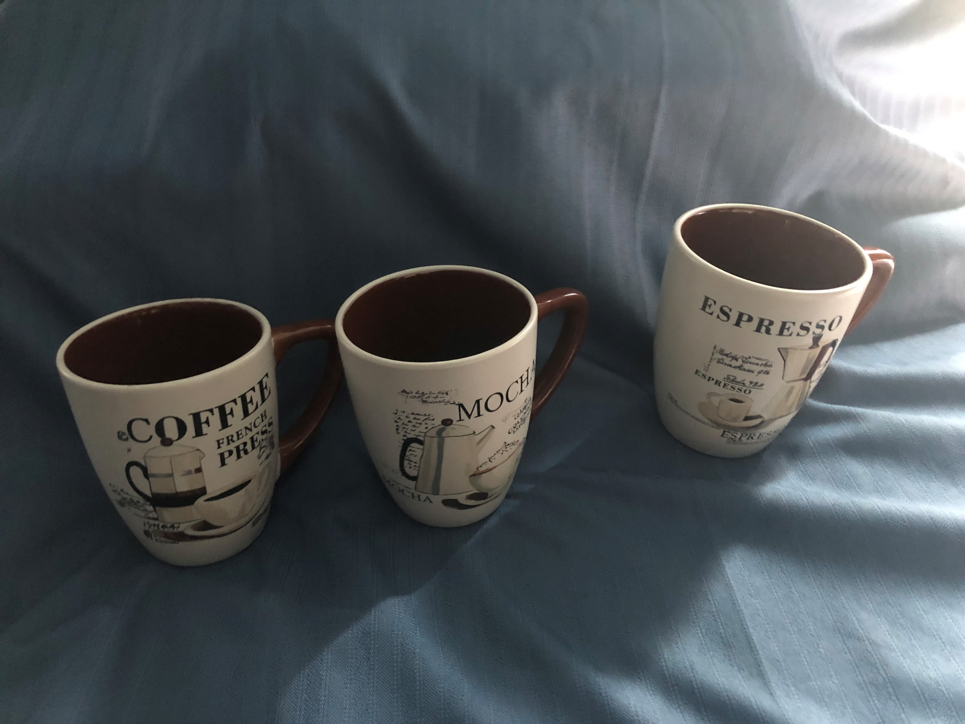 Set of three coffee mugs