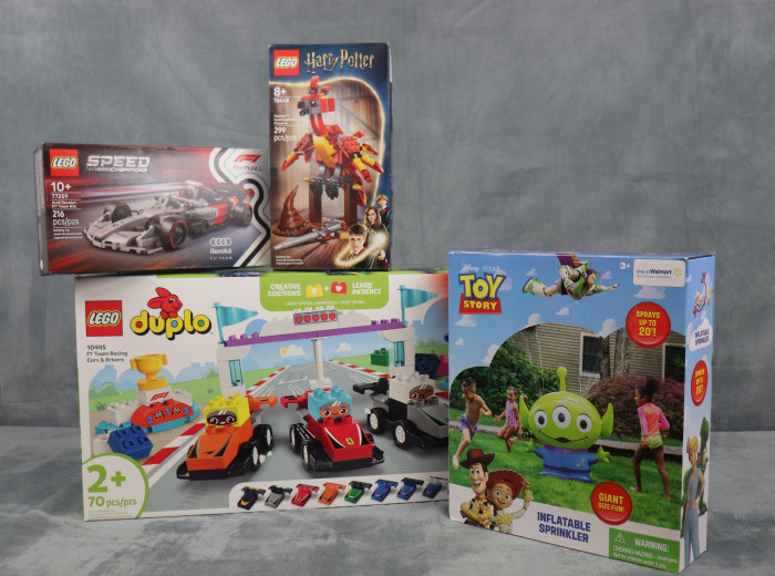 Dumbledore's Phoenix Lego is easy-to-build toy features authentic details that inspire creative play for beginners.
LEGO Speed Champion is a realistic replica includes a driver minifigure for collecting, displaying, and racing role-play.
DUPLO LEGO is for toddlers to build iconic F1® elements and enjoy racing cars with family members for a trophy.
Toy Story Sprinkler is a four-foot inflatable alien sprinkler offers safe, refreshing backyard water fun for kids aged three and up.