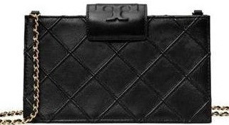 Silk & chic, this black tory Burch Fleming mini wallet with chain strap is perfect a day-to-night out!