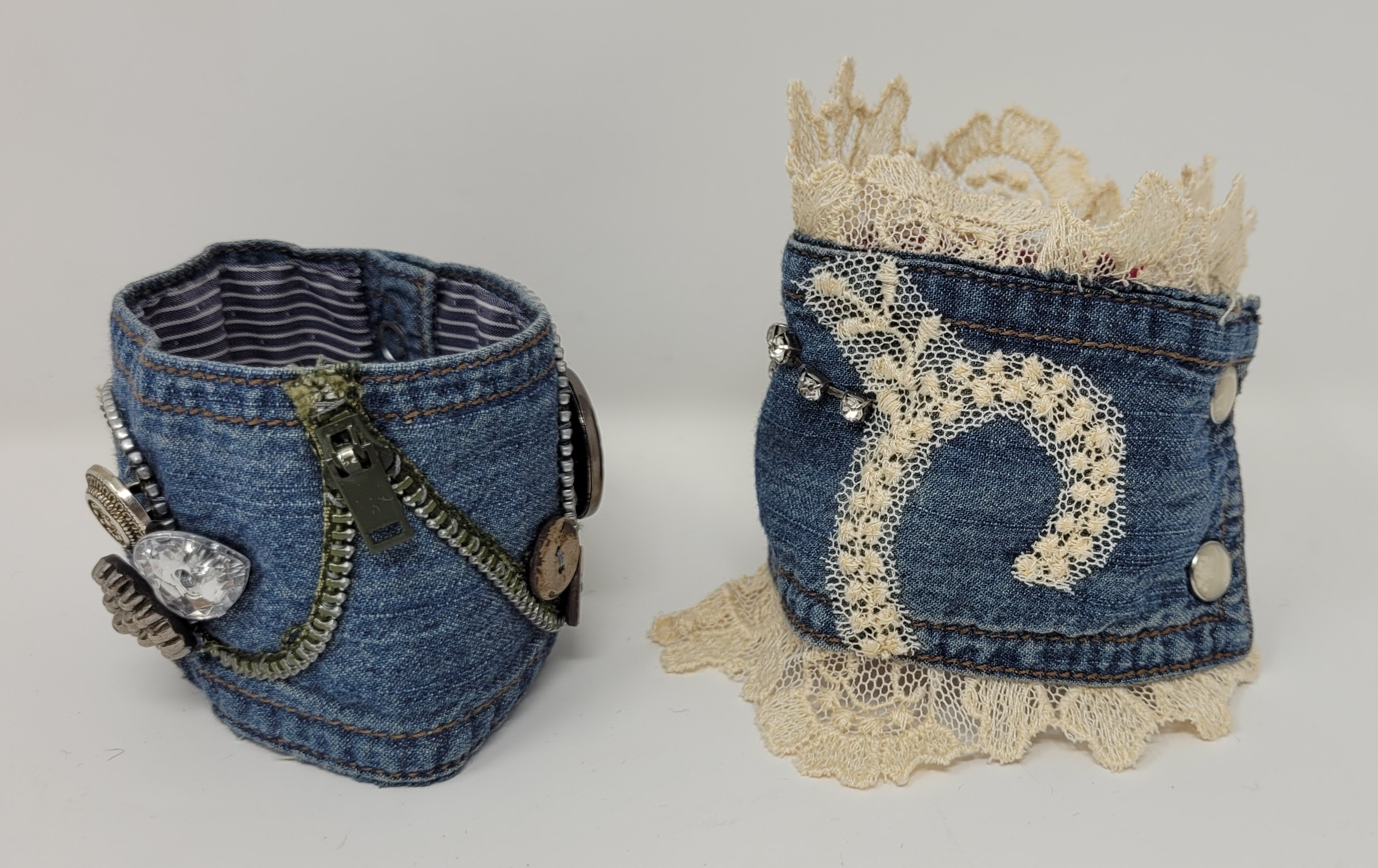 Hand Sewn Wrist Cuffs From Recycled Fabric