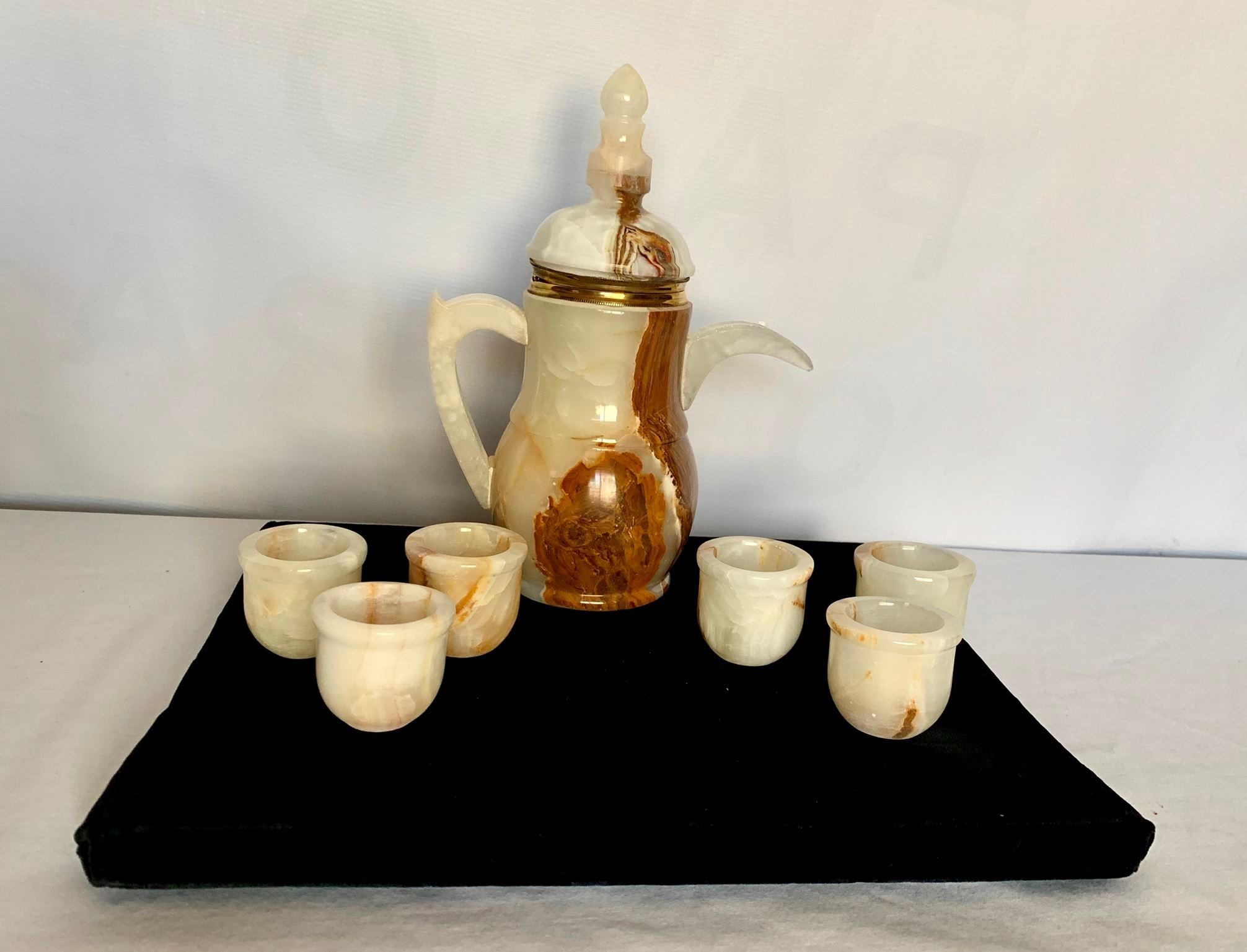 Onyx Marble Coffee Pitcher & Cups from Pakistan