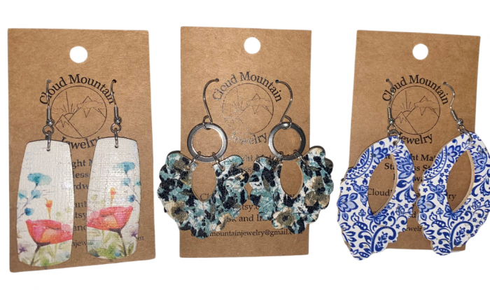 Three handmade earrings