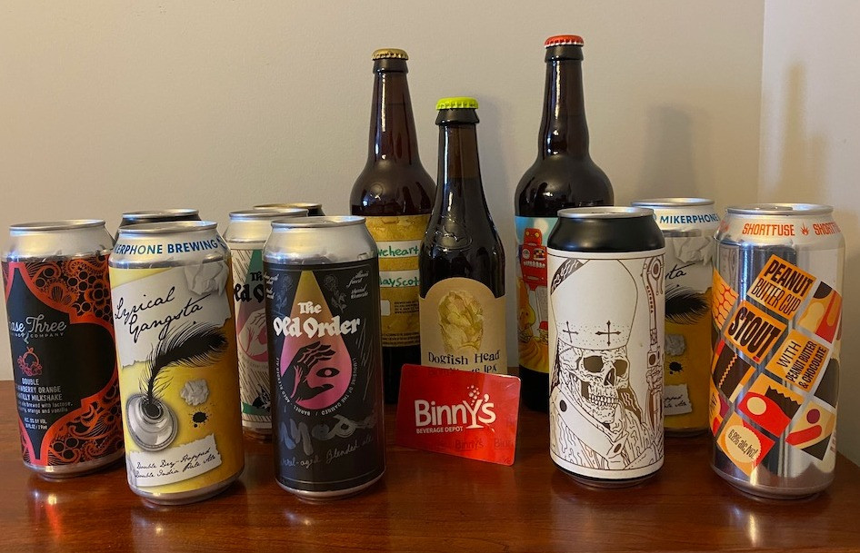 A $100 gift card to Binney's...plus a $100 assortment of craft beers from Solemn Oath, Pipeworks and Mikerphone Breweries in the Chicagoland area. Includes Peanut Butter Cup Stout, Lyrical Gangsta, Phase Three and 9 others.