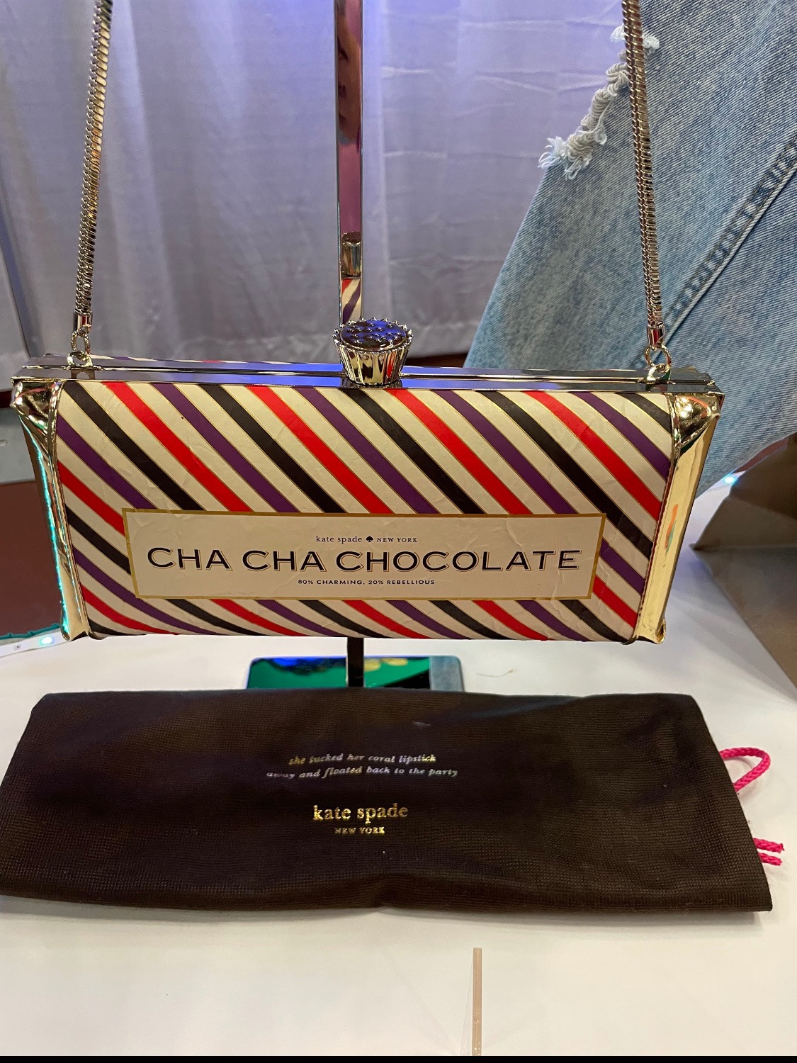 Gently used Authentic Kate Spade Cha Cha Chocolate Clutch handbag Bag Purse NWT CANDY BAR