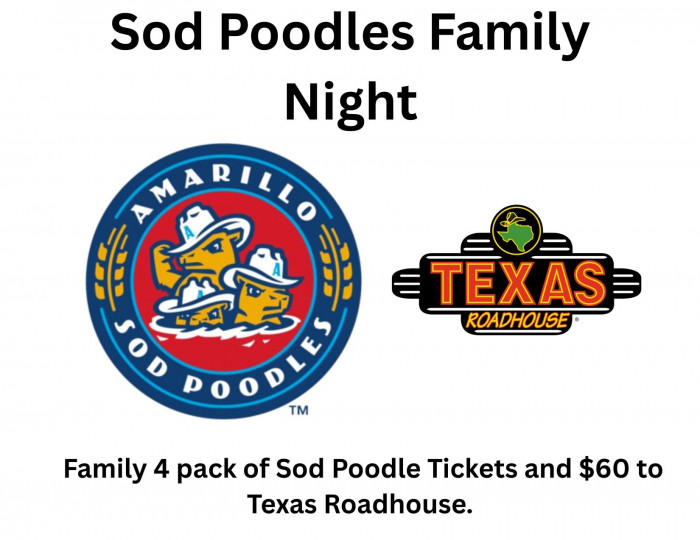Family 4 pack of Sod Poodle tickets and $60 to Texas Roadhouse