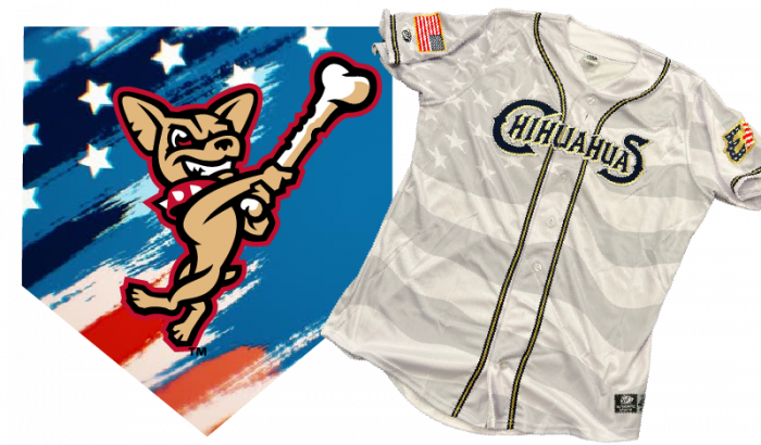 2023 Star and Stripes Jersey - Size 48 (XL), Limited edition jersey from the Chihuahuas Independence Day game in 2023. Not player worn.
