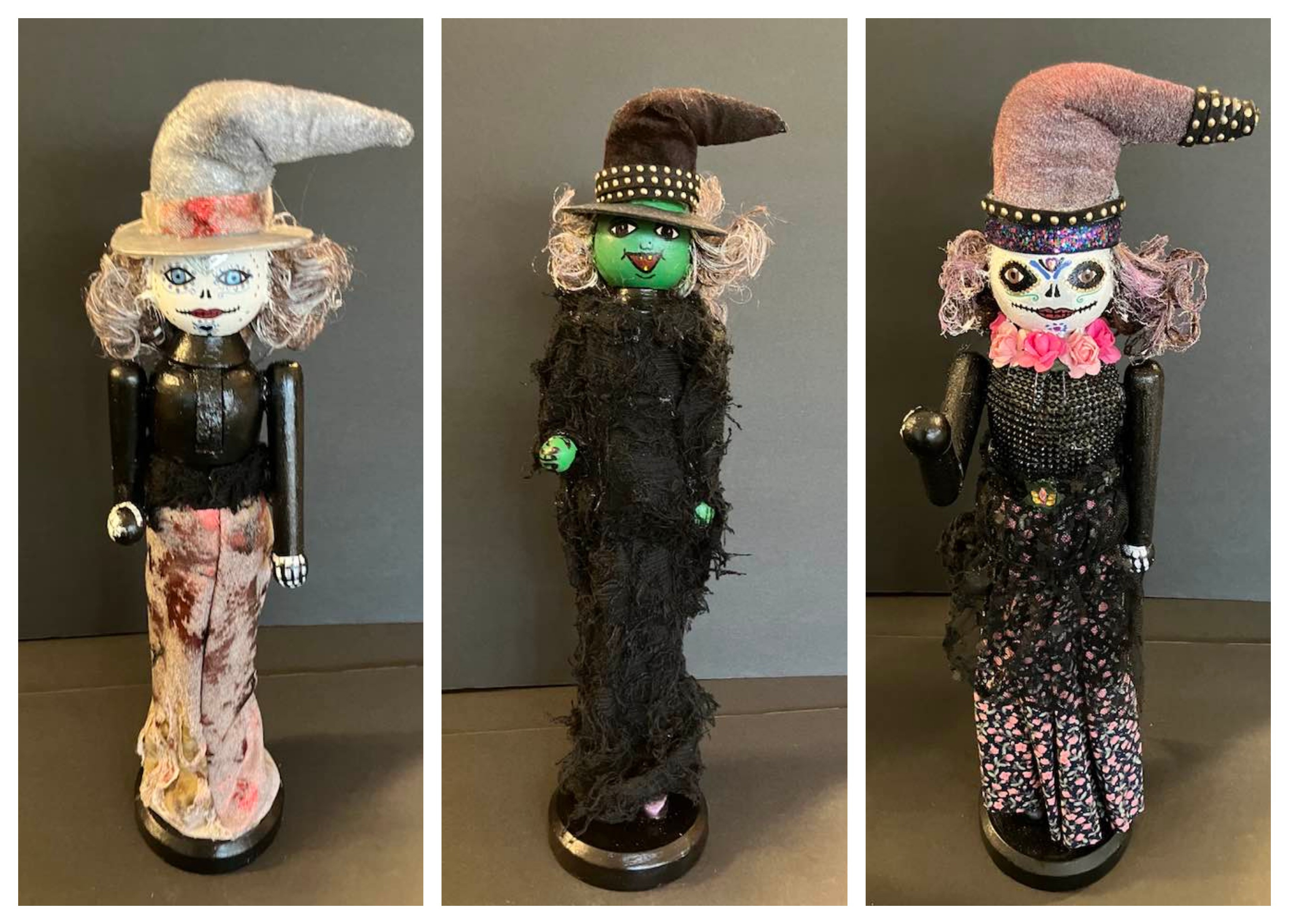 Bruja nutcracker figures made by Dr. Nancy Harvey