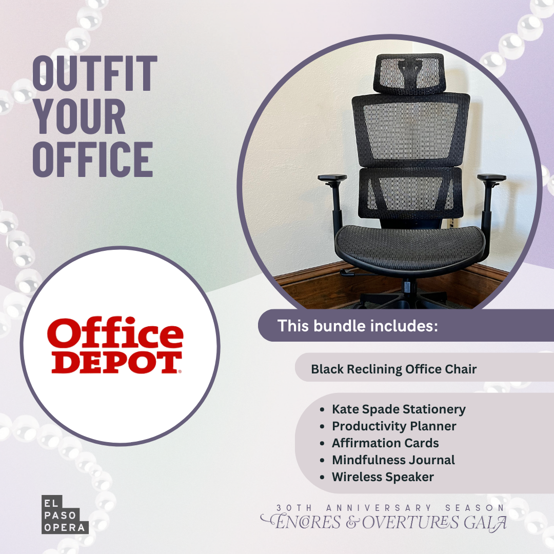 Ergonomic, reclining office chair; Kate Spade notepad collection; productivity journals & wireless speaker