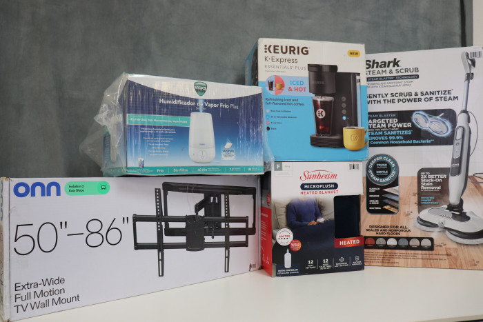 Cool Mist Humidifier, Heated Blanket, Shark Steam Scrubber, ONN TV Mount, and Keurig K Express