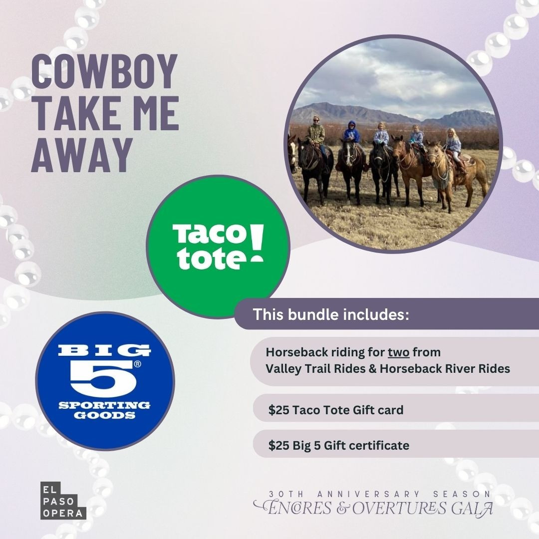 Horseback riding for two (2) from Valley Trail Rides & Horseback River Rides, $25 Taco Tote Gift card, $25 Big 5 Gift certificate