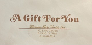 $100 gift certificate for The Blosson Shop Florist