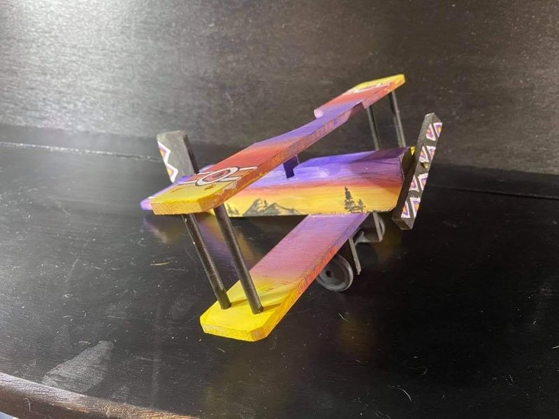 Decorated Wooden Biplane - Sunset Sonata