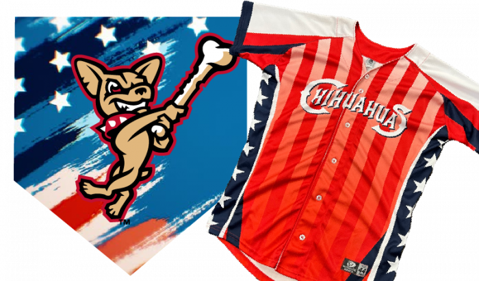 2016 Stars and Stripes Jersey - Size 44 (M), Limited edition jersey from the Chihuahuas Independence Day game in 2016. Not player worn.